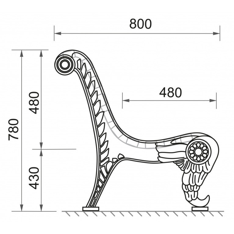 Чугунная парковая скамейка 6м CR-002-016 CRANELED