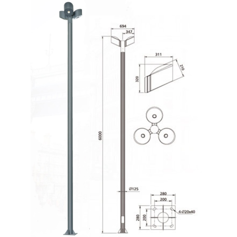 Фонарь городской 50*3ВтН-5000ммтип 3 CRANE
