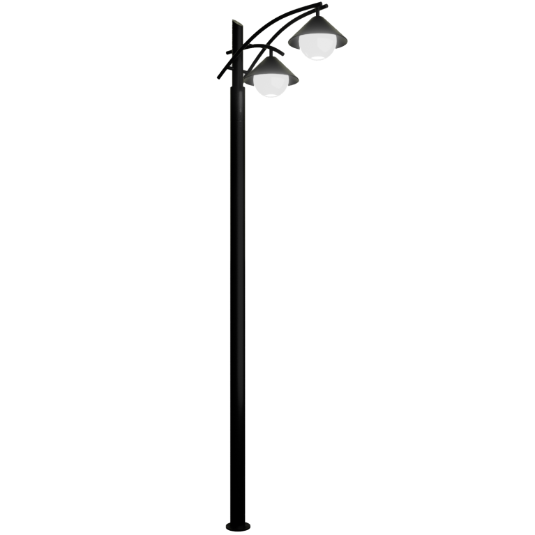 Парковый светильник серия CRANE-017 H-4300мм плафон 2*Ø400мм Е27