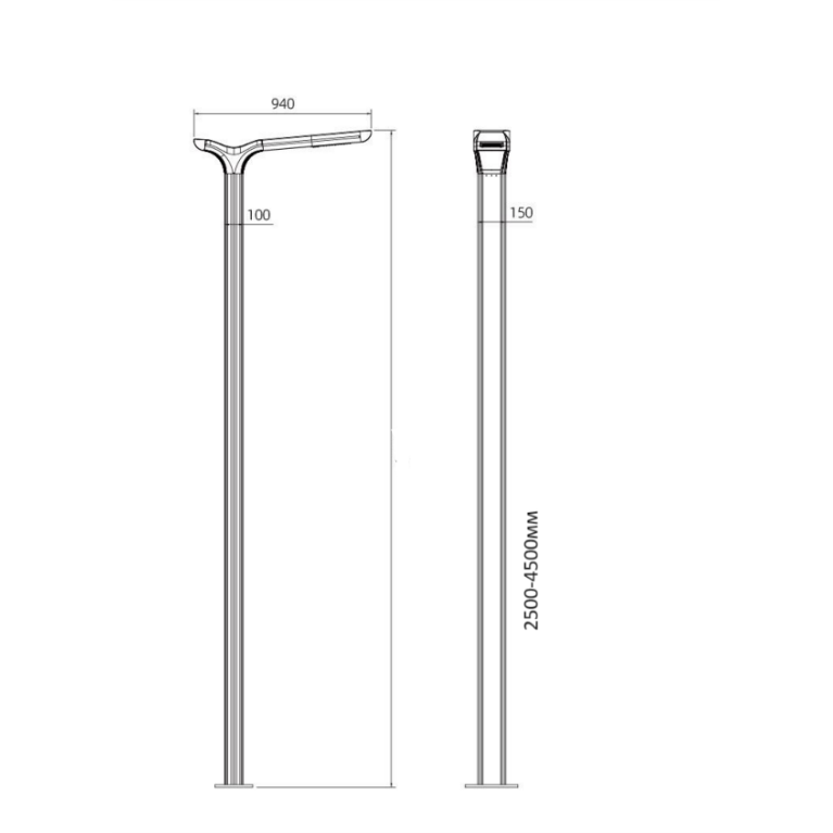 Парковые светильники серии Стрит-30020 Г образный CRANE