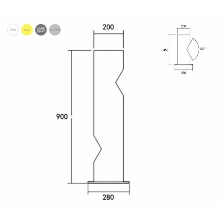 Светильник столбик серия Nelson h900мм 16W 220V IP65 CRANE