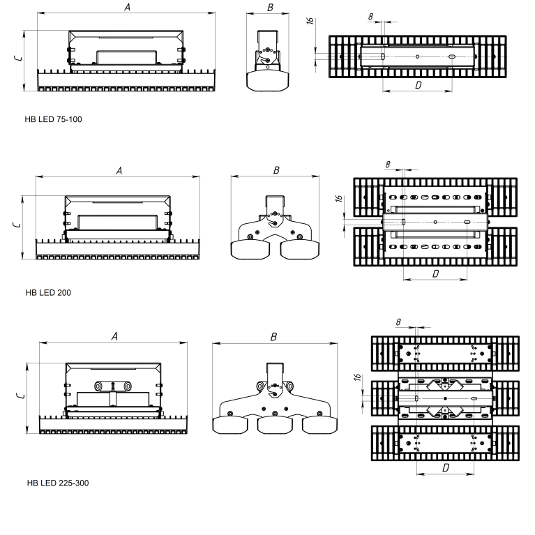 HB LED G2 225W D80 850 RAL7021