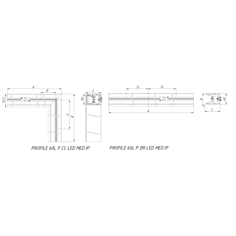 PROFILE 60L P DR LED (1200) WH 3500K MED IP65/IP20 (low lumen)