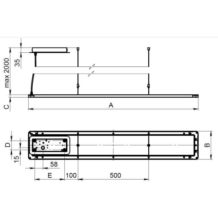 OBLAKO/P LGP (1200x200) OPL 830 WH DALI up/down