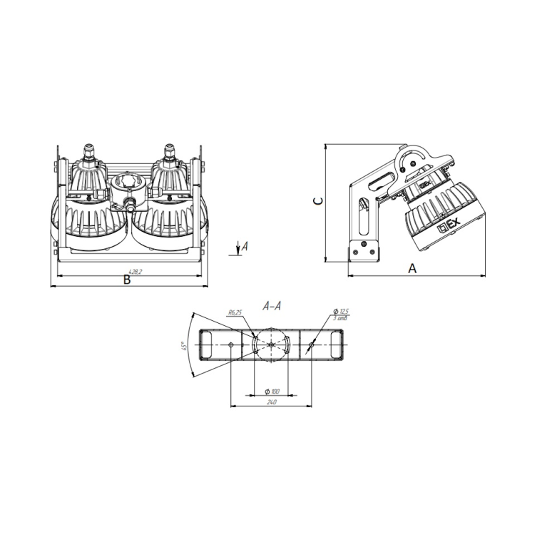 ZENITH LED Ex FLOODLIGHT G2/B 130Wх2 D90 850 HG (DA)