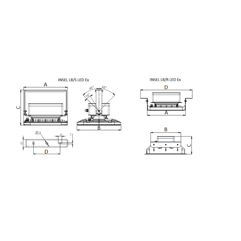 Wall mounting bracket INSEL LB/S LED Ex