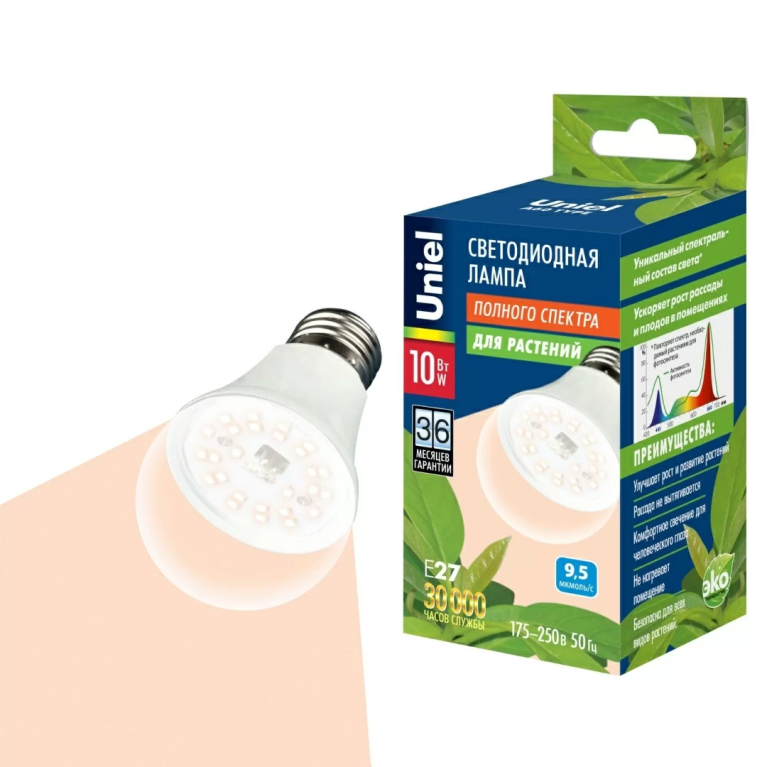 LED-A60-10W/SPFR/E27/CL PLP01WH торговой марки Uniel