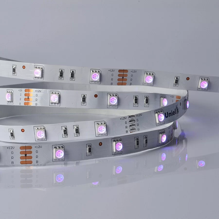 ULS-M22-5050-30LED/m-10mm-IP20-DC12V-7,2W/m-5M-RGB PROFI катушка в герметичной упаковке торговой марки Uniel