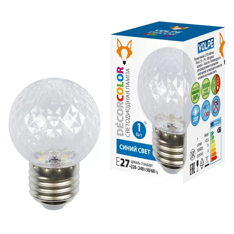 LED-D45-1W/BLUE/E27/CL/С PINEAPPLE торговой марки Uniel