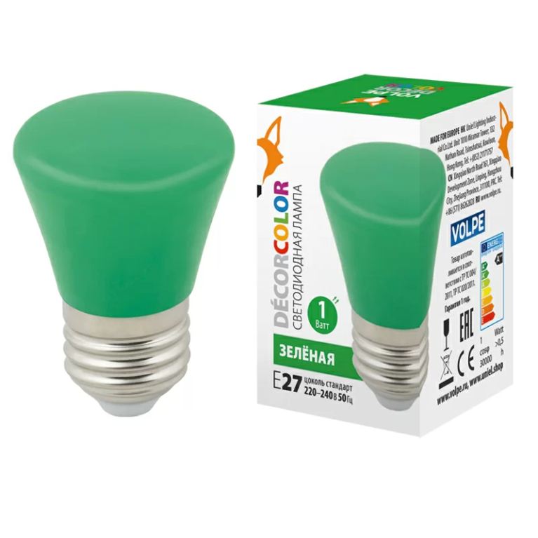 LED-D45-1W/GREEN/E27/FR/С BELL торговой марки Uniel