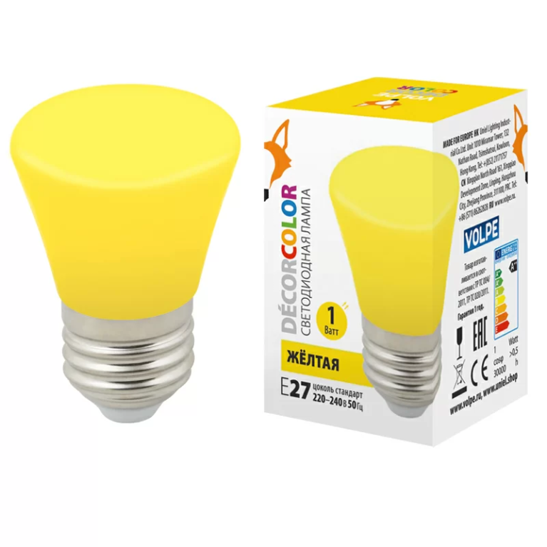 LED-D45-1W/YELLOW/E27/FR/С BELL торговой марки Uniel