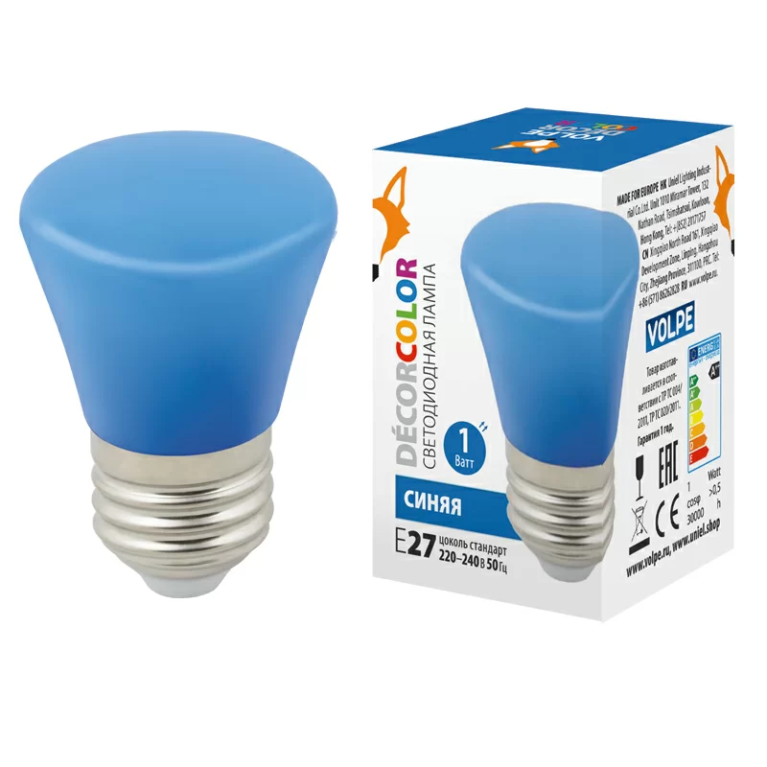 LED-D45-1W/BLUE/E27/FR/С BELL торговой марки Uniel