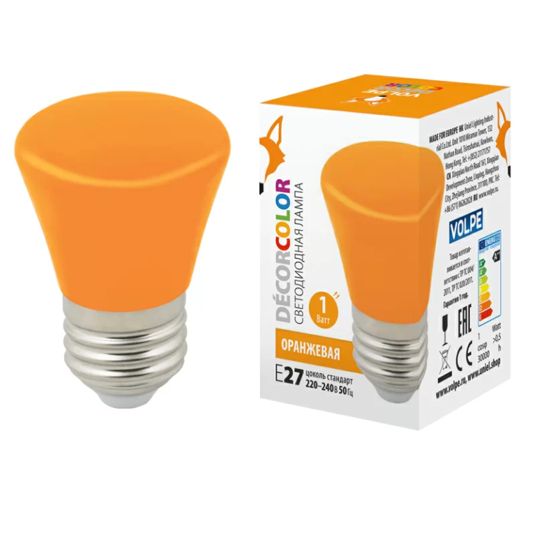 LED-D45-1W/ORANGE/E27/FR/С BELL торговой марки Uniel