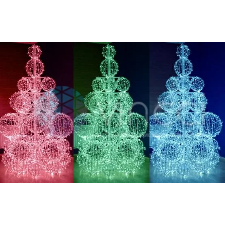 Мотив Дерево из шаров разного диаметра rgb подсветкой