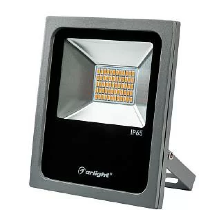 Светодиодный прожектор AR-FLAT-30W-220V Yellow (Grey, 120 deg) Arlight арт. 024203