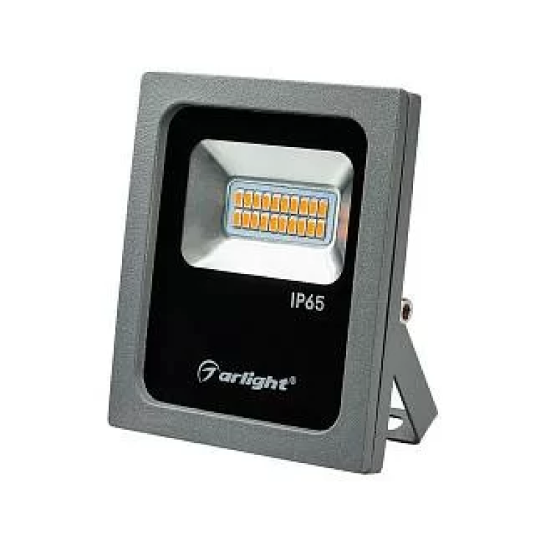 Светодиодный прожектор AR-FLAT-10W-220V Yellow (Grey, 120 deg) Arlight арт. 024201