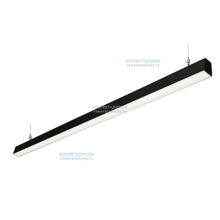 Линейный светильник КРИСТАЛЛ 56W-6150Lm, 5000-5500K, Прозрачный, IP44 Черный