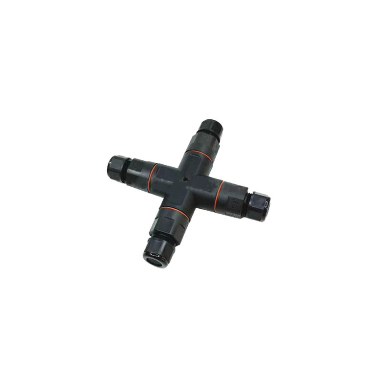 Коннектор-разветвитель герметичный XY222X (3P), X-образный с 3 отводами, без клапана, с рычажковой клеммой 222, рычажки красного, синего и оранжевого цвета, длина 151 мм, кабель-кабель, 3 Пин, паралл, IP68, неразъемный, провод 0.5-2.5мм2, 6OD8; 9OD11