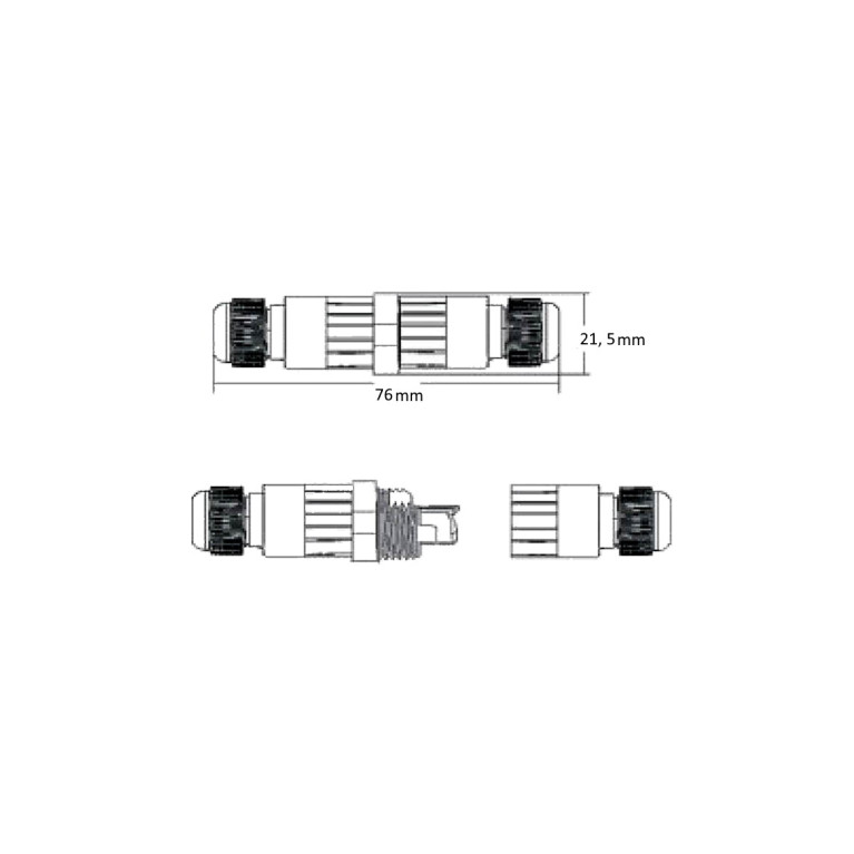 Коннектор линейный XY10-W01(2P), рычажковый, неразъемный, без клапана, кабель-кабель, конт. группа блок с гайкой, 2 Пин, IP68, 16А, 250В, провод 0.5-2.5мм2, 6OD 8мм