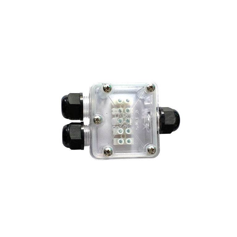 Бокс кабельный герметичный XYM25-405 with CA10 5P, 4 вывода, IP68, прозрачный, 5 винтов крышки, винтовая колодка, М25, 5 Пин, 0,5-2,5мм2, поликарбонат, размеры корпуса 59,5х67х37мм