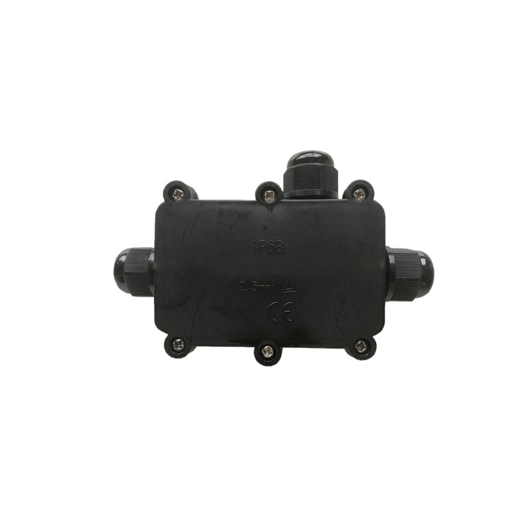 Бокс кабельный герметичный XYPG9 IP68 (B705)304 with CA10 4P, 3 вывода, IP68, черный, 6 винтов крышки, винтовая колодка, 4 Пин, PG9, 0,5-2,5мм2, полиамид, размеры корпуса 80х51,8х30,8мм