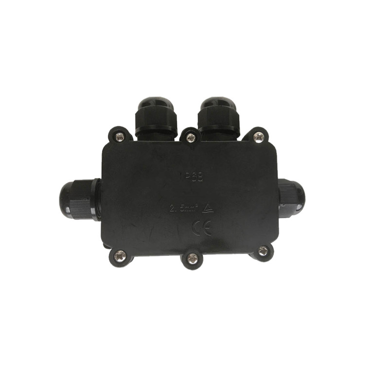 Бокс кабельный герметичный XYPG9 IP68 (B705)404 with CA10 4P, 4 вывода, IP68, черный,6 винтов крышки,винтовая колодка,PG9, 4 Пин, 0,5-2,5мм2, полиамид, размеры корпуса 80х51,8х30,8мм