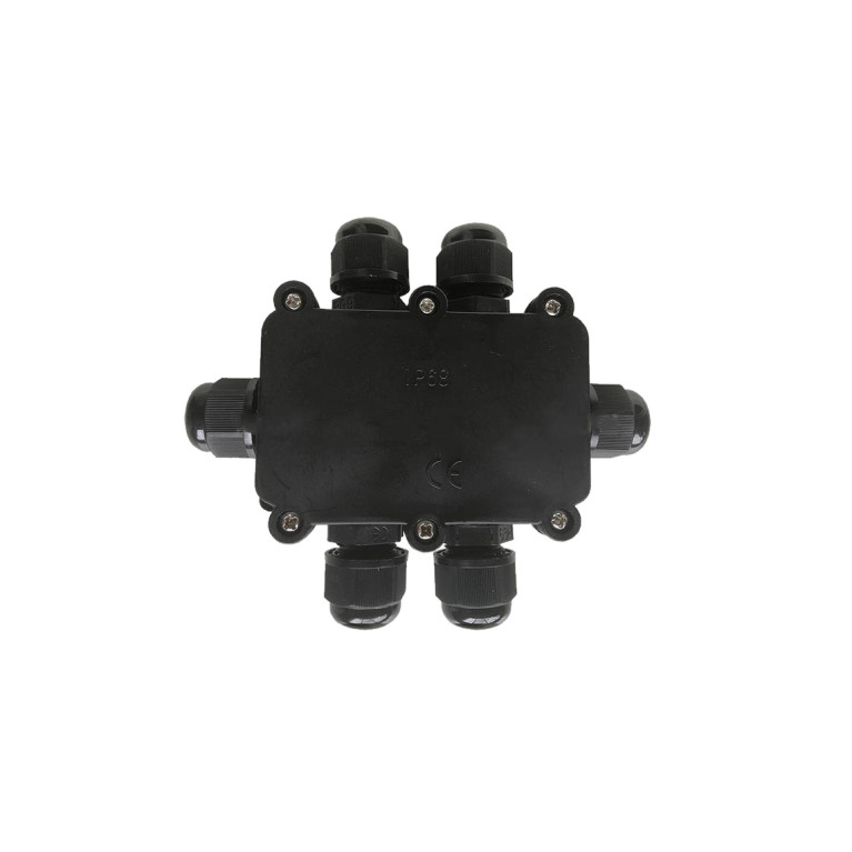Бокс кабельный герметичный XYPG9 IP68(B705)604 with CA10 4P, 6 выводов, IP68, черный, 6 винтов крышки, винтовая колодка, PG9, 4 Пин, 0,5-2,5мм2, полиамид, размеры корпуса 80х51,8х30,8мм